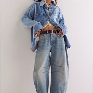 We The Free Good Luck Mid-Rise Barrel Jeans